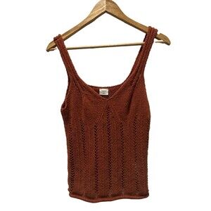 Abercrombie & Fitch Knitted Tank Top Medium Rust Orange Granola Boho Y2K Cottage